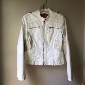 White faux leather Moto jacket